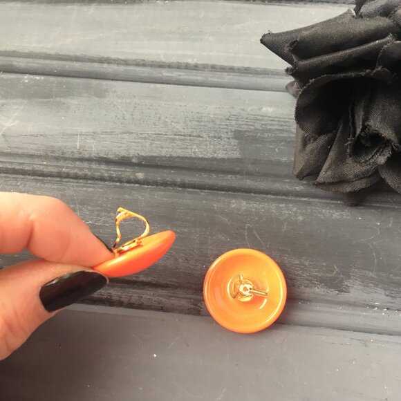 Orange Clip-on Earrings - Picture 4 of 8